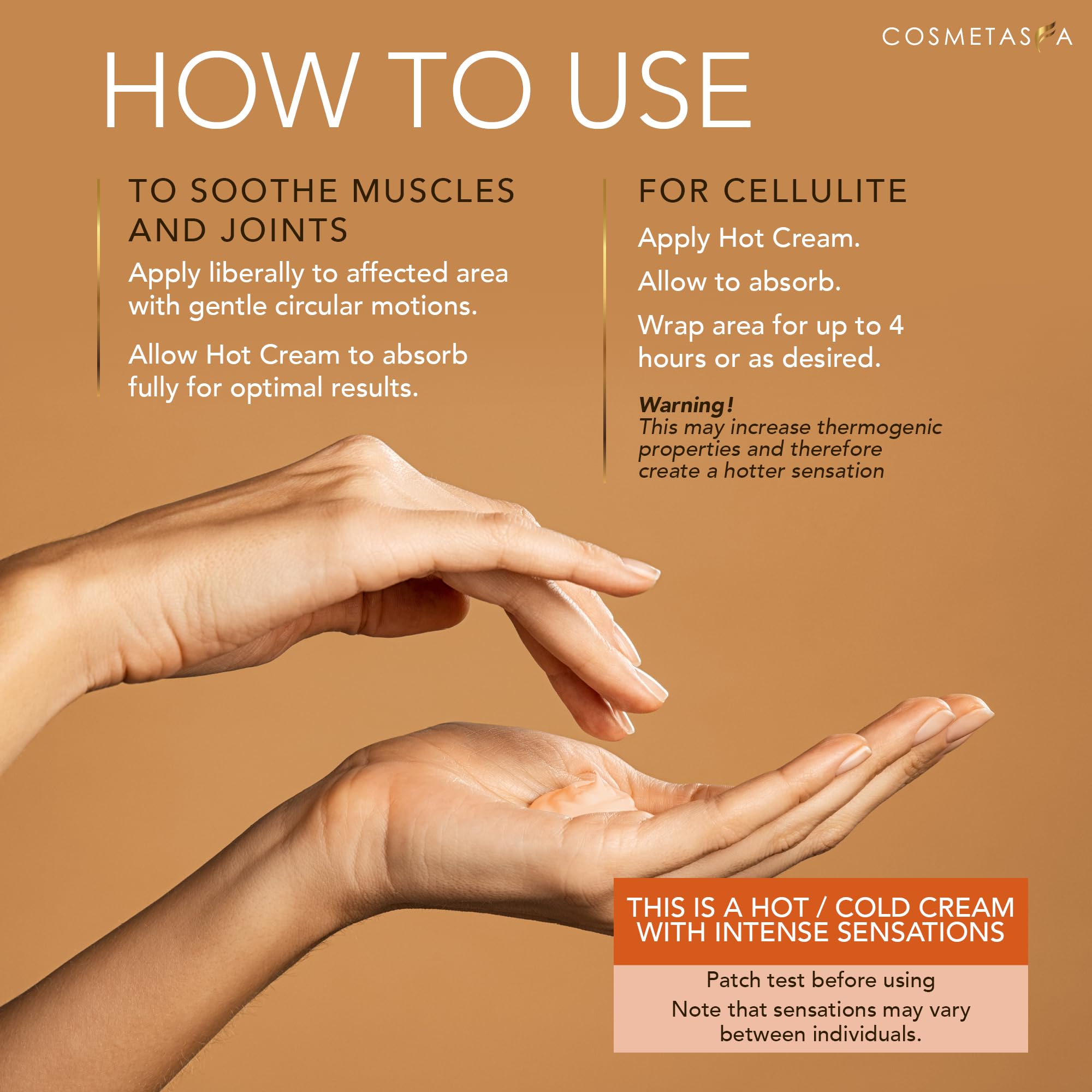 Cosmetasa Hot Cream warm sensation image for tired muscles after workout