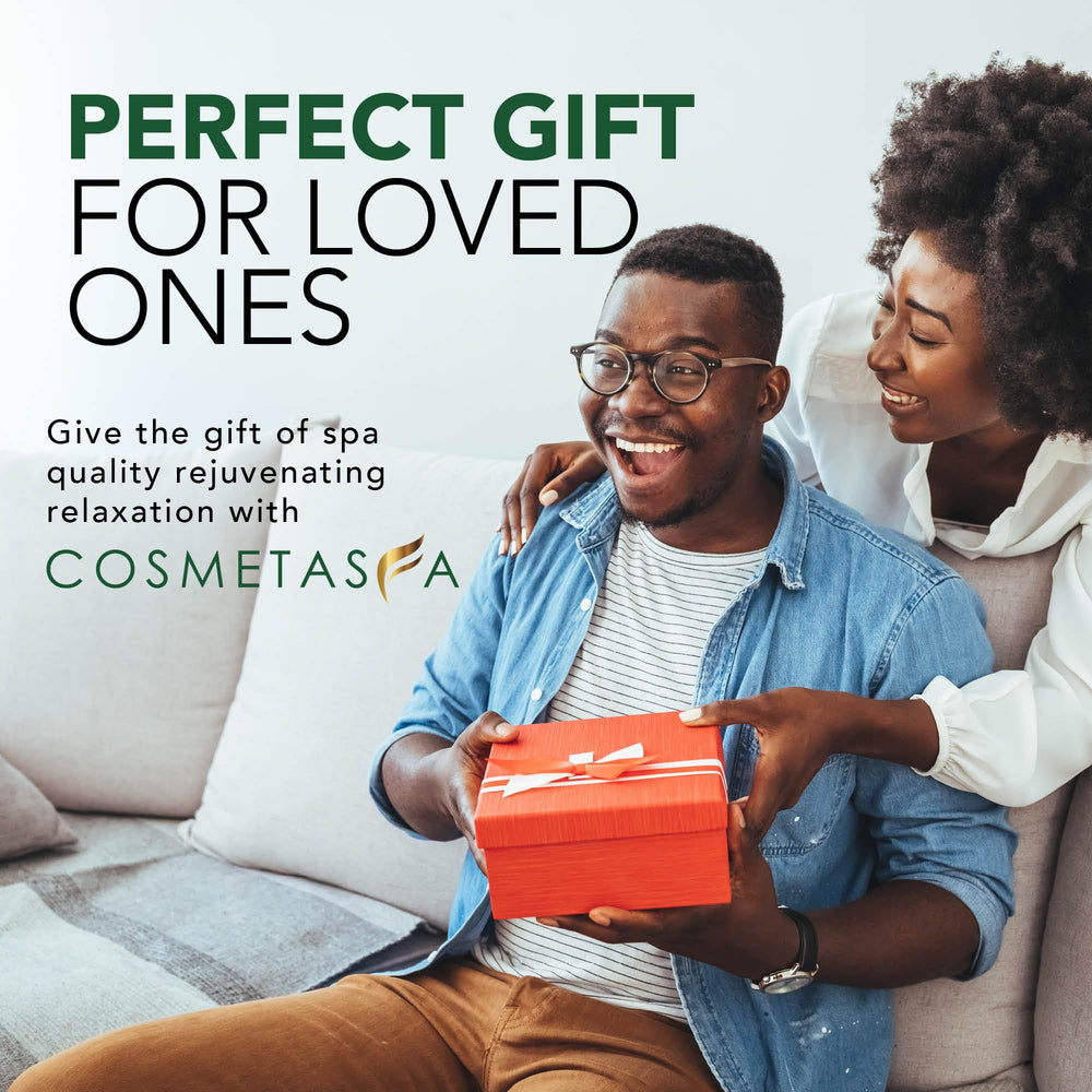 Cosmetasa Sore Muscle Massage Oil packaging and box on display