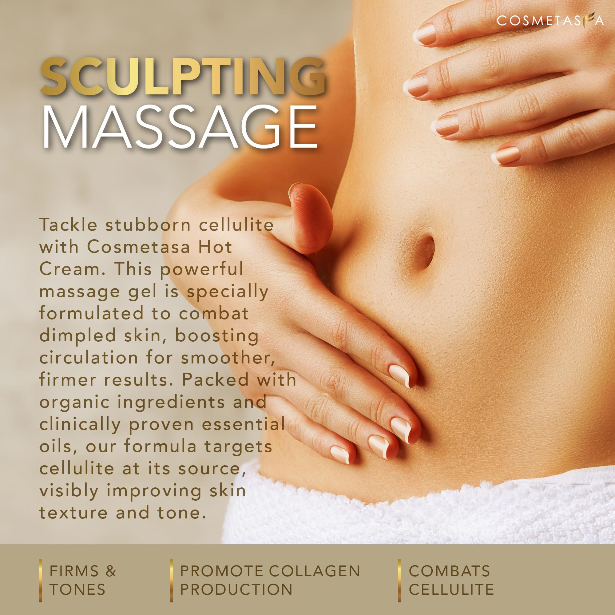 Cosmetasa warmth and massage feel during use offer relaxation potential.