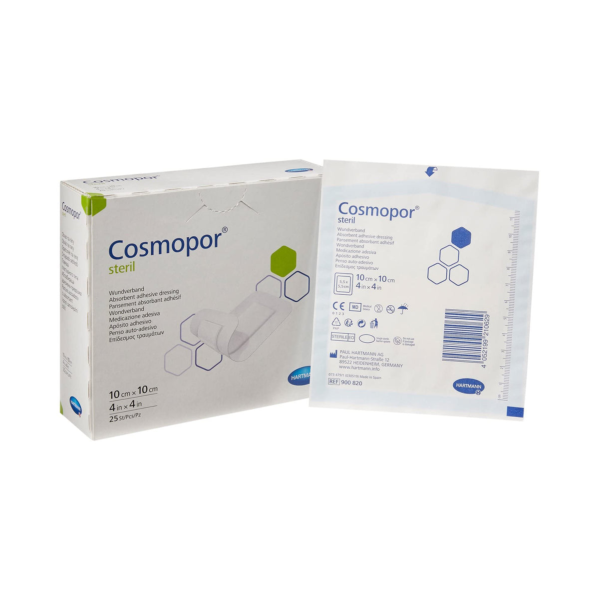 Cosmopor banda isla esteril cuadrada 4x4, suave y absorbente para heridas