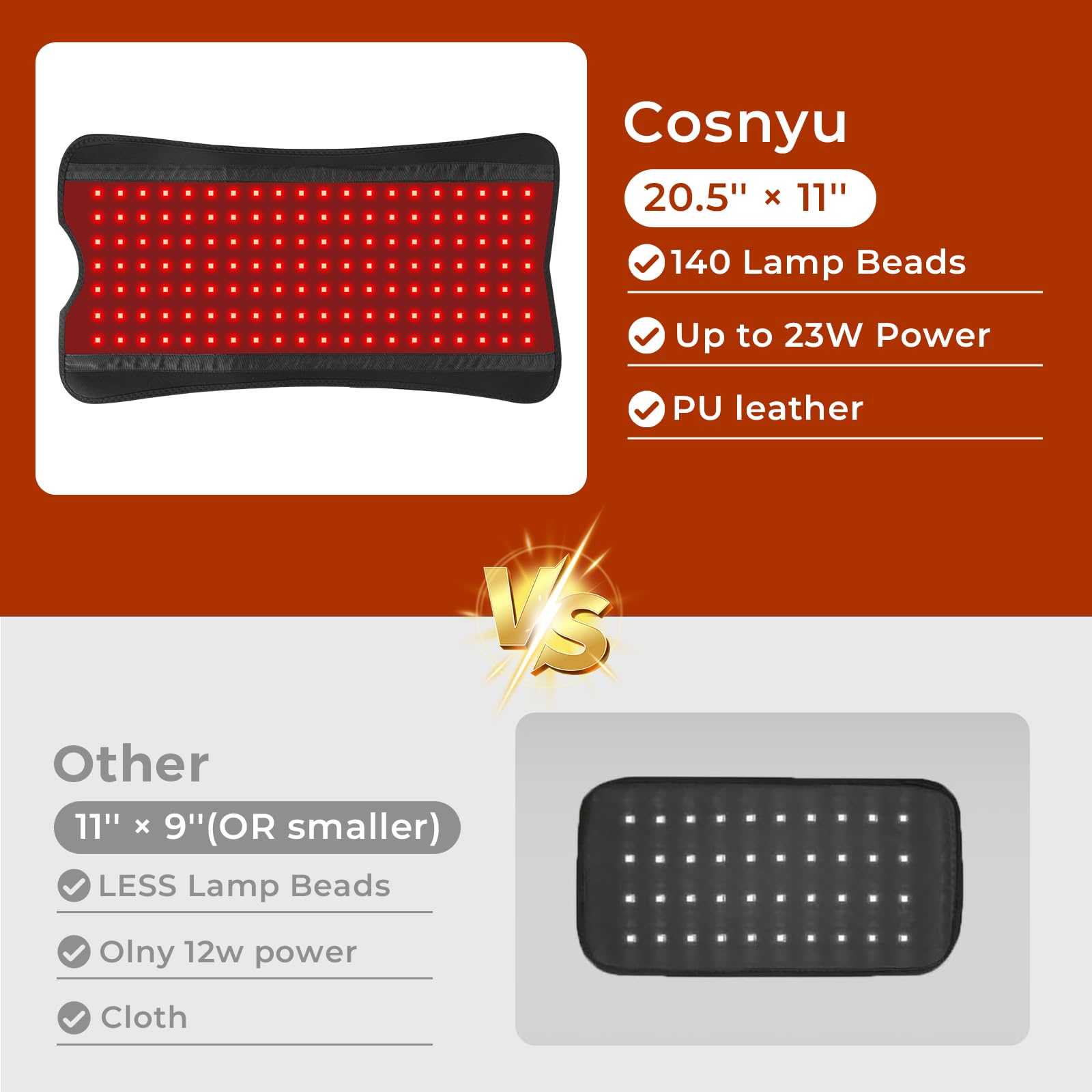 Cosnyu red light therapy pad portable and travel-friendly for on-the-go relief.