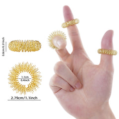 Cotsoco five-ring acupressure set enhances finger therapy and circulation.