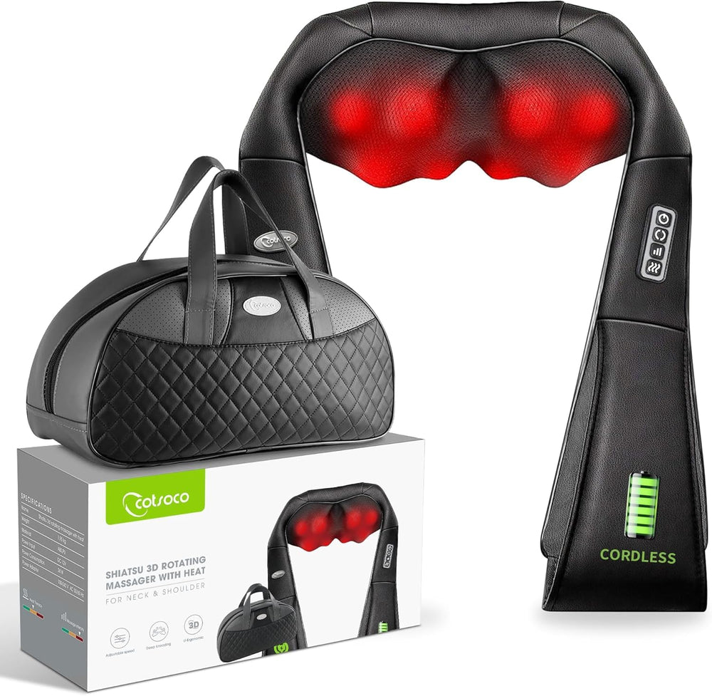 Cotsoco cordless Shiatsu neck massager for on-the-go relief.