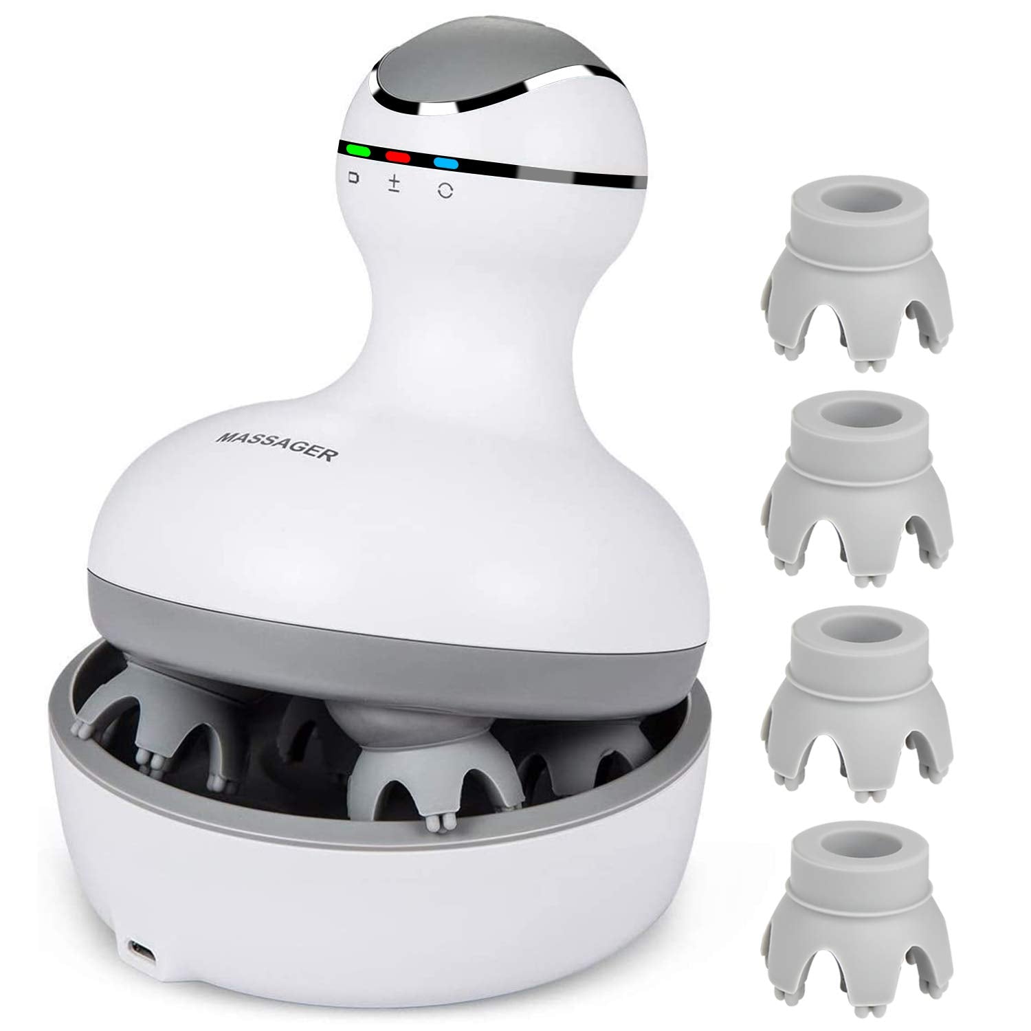 Cotsoco electric scalp massager with 84 nodes and 4 heads for deep relaxation.