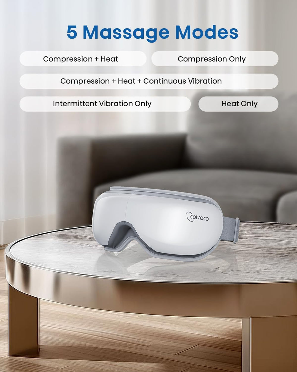 Cotsoco Eye Massager Bluetooth option enables calming music during sessions.