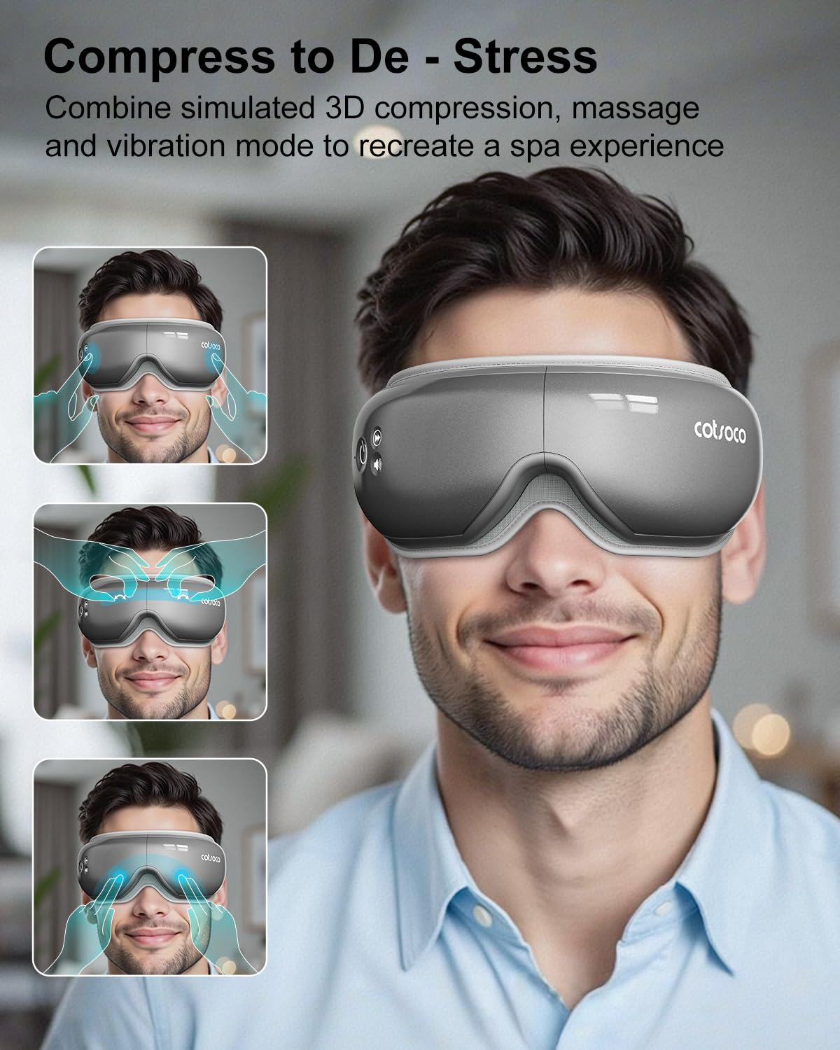 Cotsoco Eye Massager with built-in white noise for focus and calm