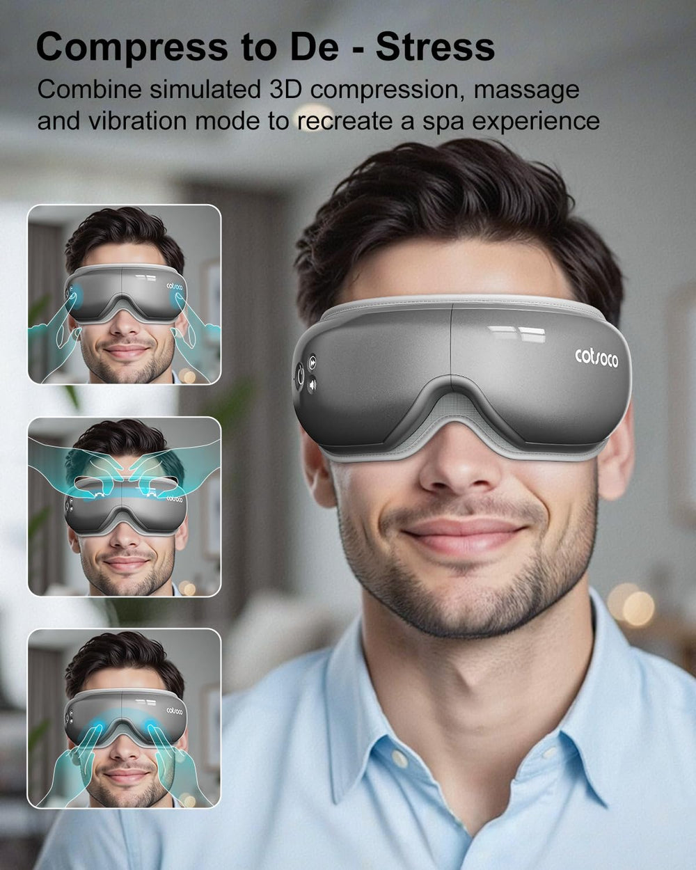 Cotsoco Eye Massager with built-in white noise for focus and calm