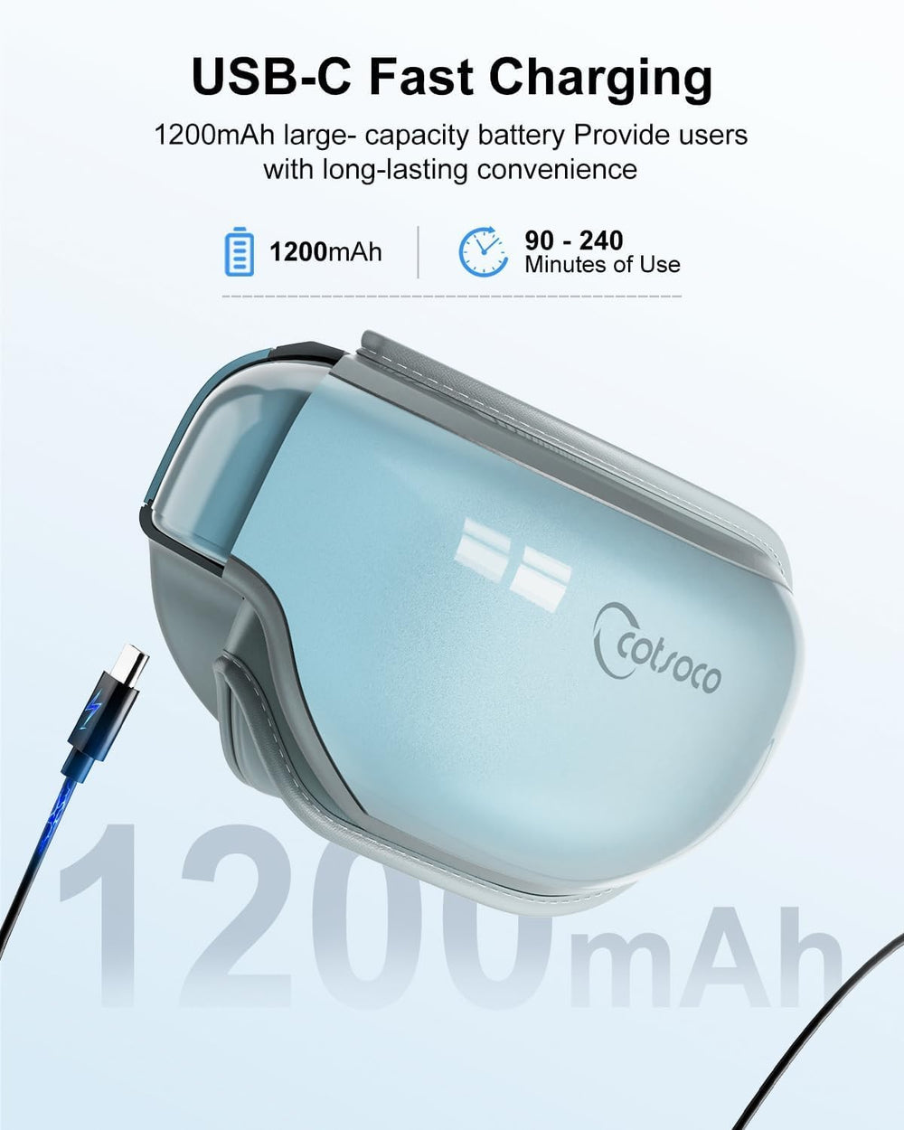 Cotsoco Eye Massager with Heat blue folded design for compact travel