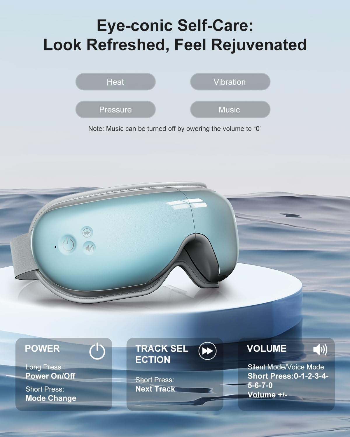 Cotsoco Eye Massager with Heat blue USB‑C charging for quick power