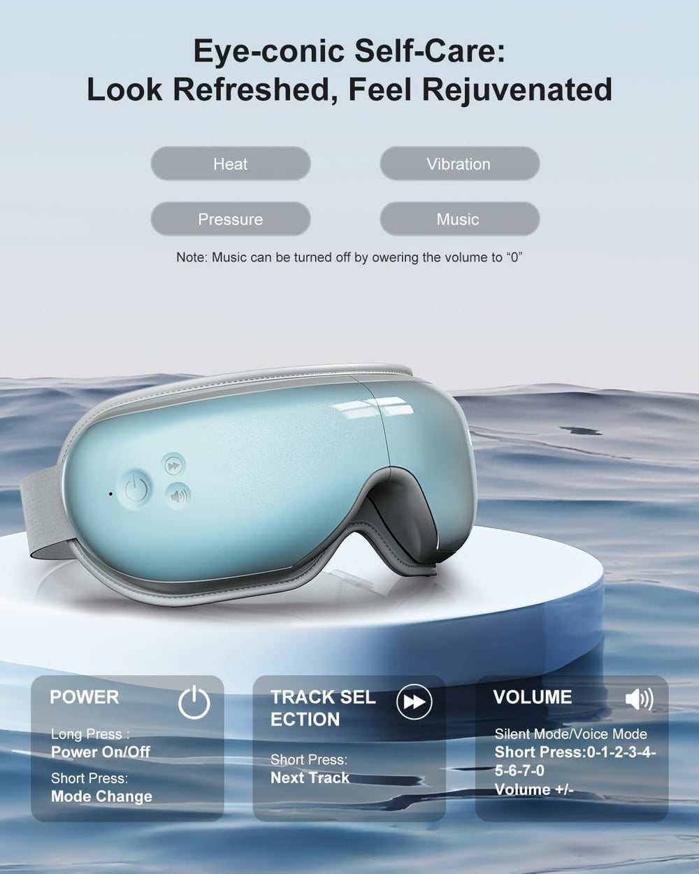 Cotsoco Eye Massager with Heat blue USB‑C charging for quick power