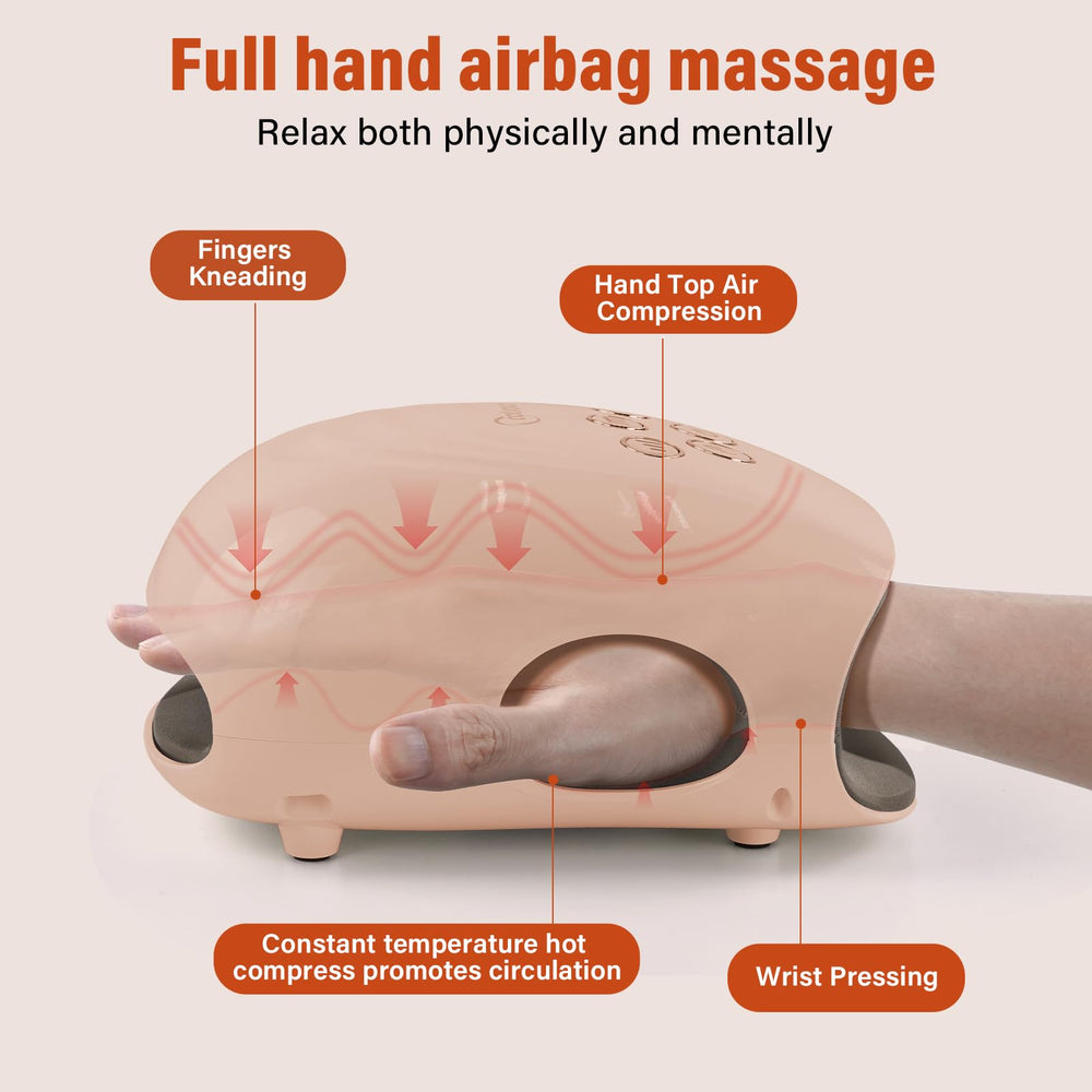 Cotsoco cordless massager features double-layer airbags surrounding hands for full coverage.