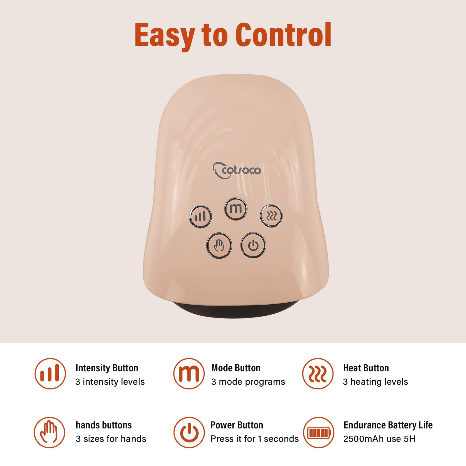 Cotsoco massager is rechargeable with 4–5 hour cordless use.