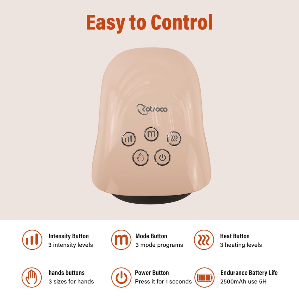 Cotsoco massager is rechargeable with 4–5 hour cordless use.