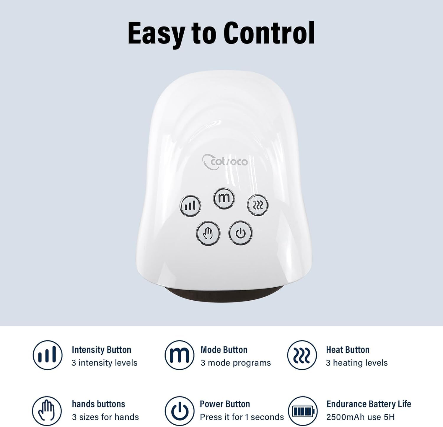 Cotsoco hand massager available in sizes L, M, S to fit different hands