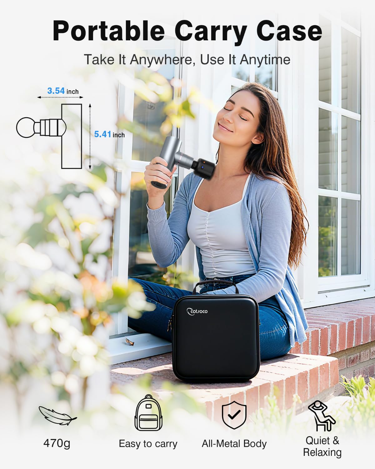 Cotsoco battery life and case support on-the-go massages.