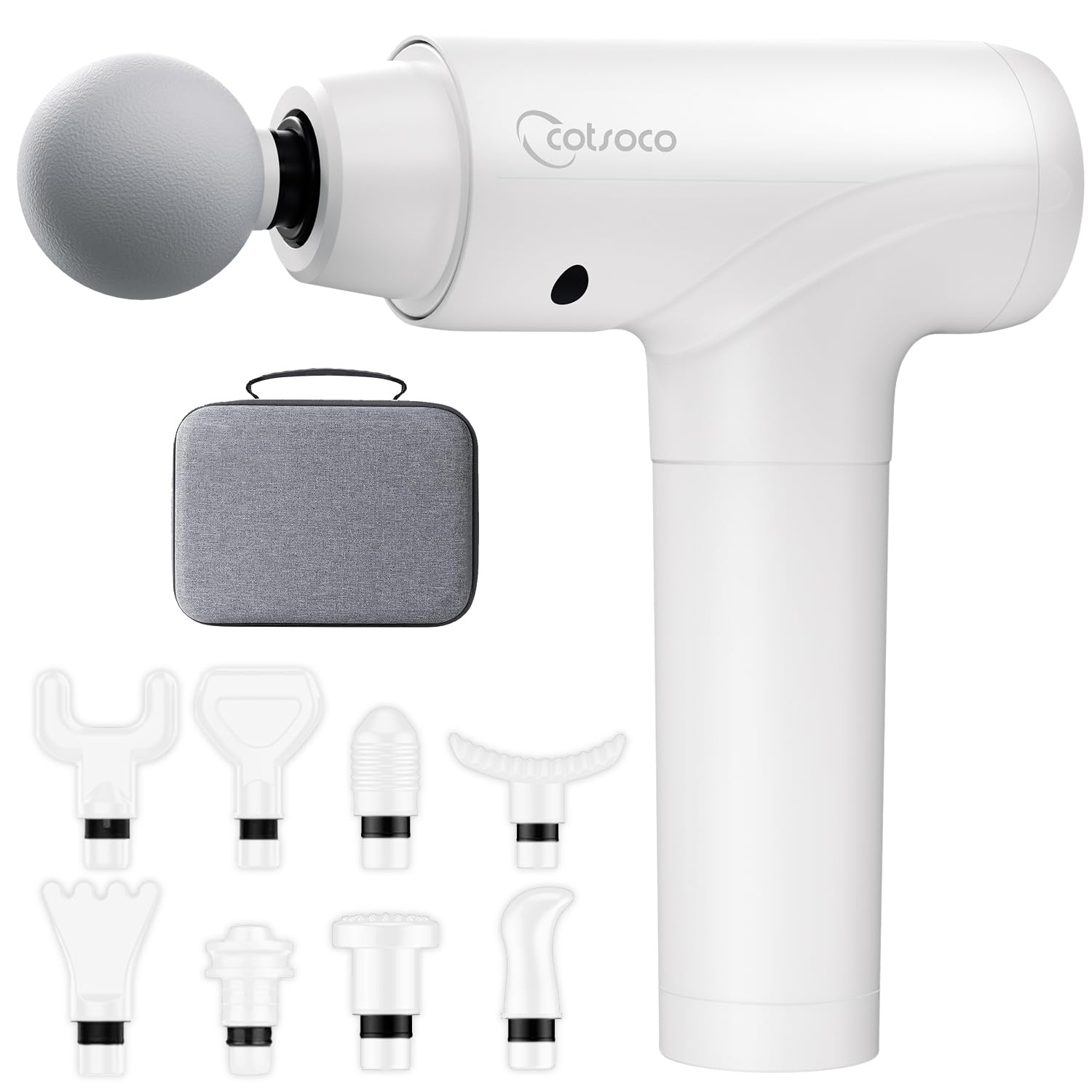 Cotsoco Massage Gun shows ergonomic handle for easy grip during workouts.