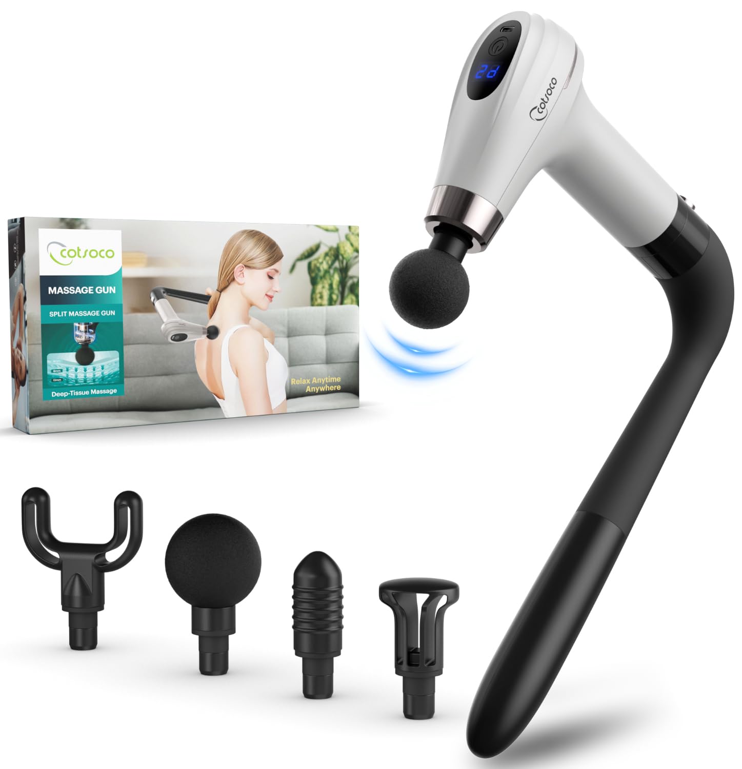 Cotsoco massage gun extension handle reaches back for targeted relief and convenience.