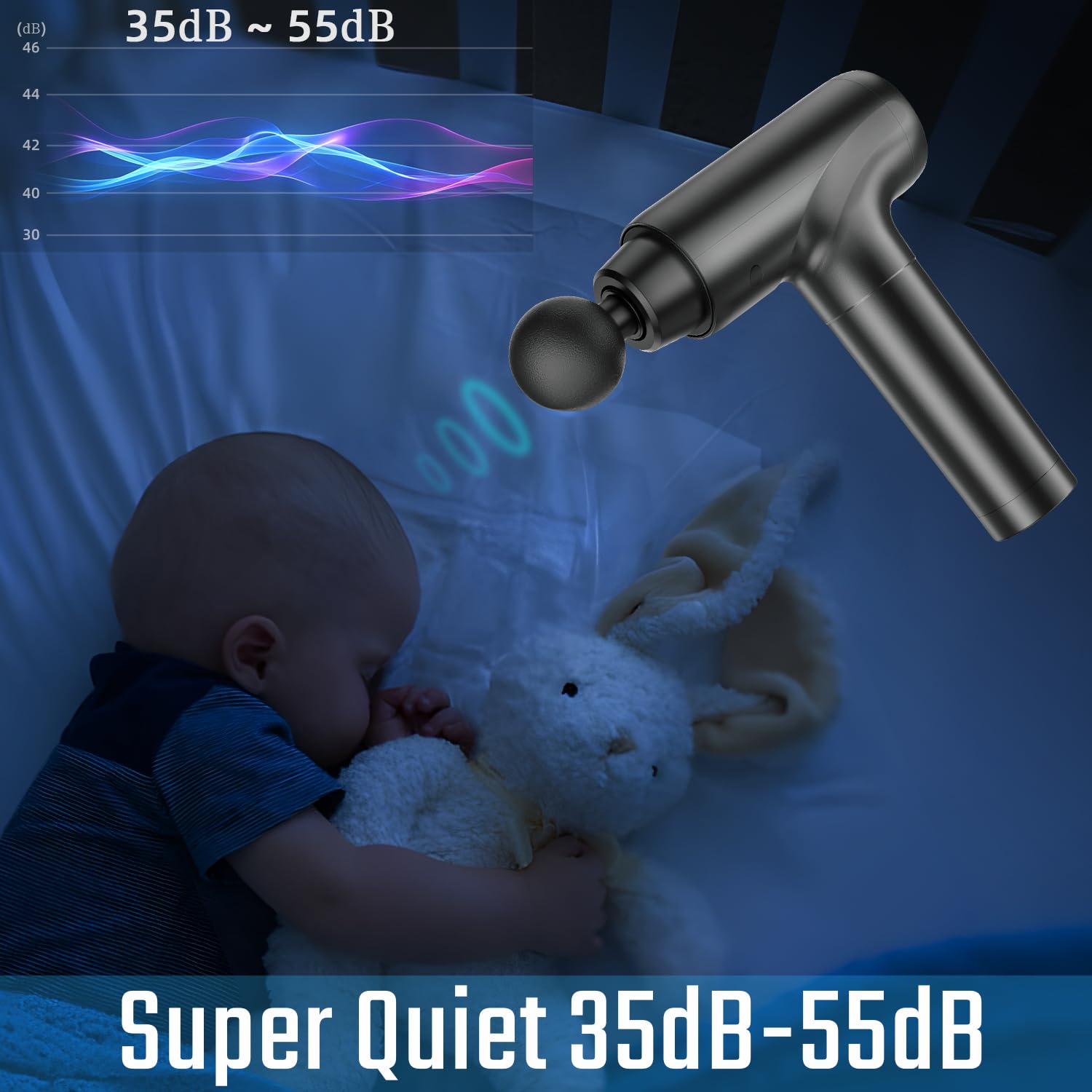 Cotsoco massage gun runs quietly at about 40 dB for peaceful sessions