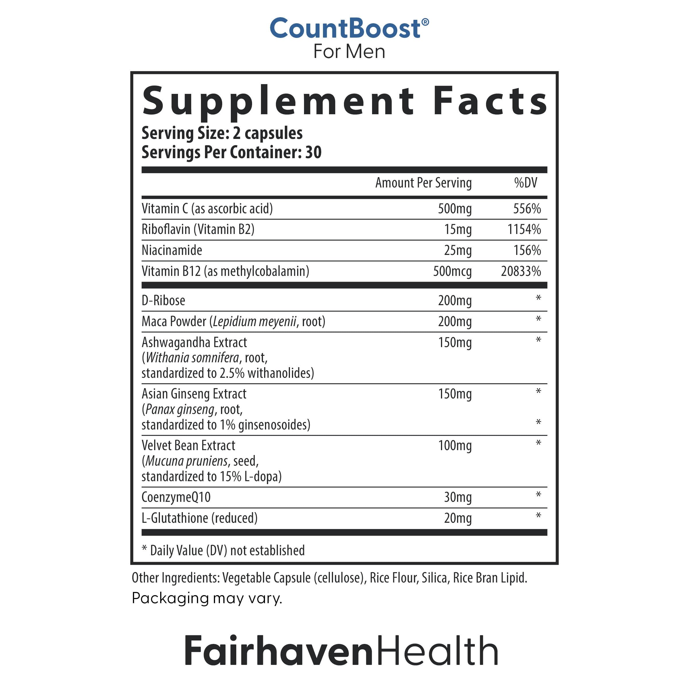 CountBoost for Men bottle front emphasizing count and activity oriented nutrients.