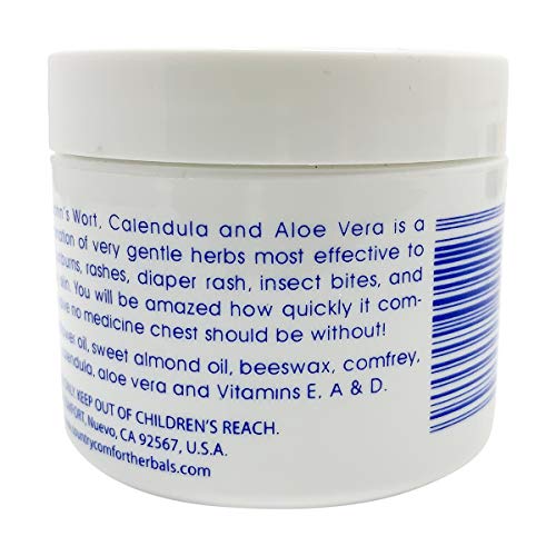 Country Comfort St Johns Wort Calendula ingredients label shows gentle herbal blend.