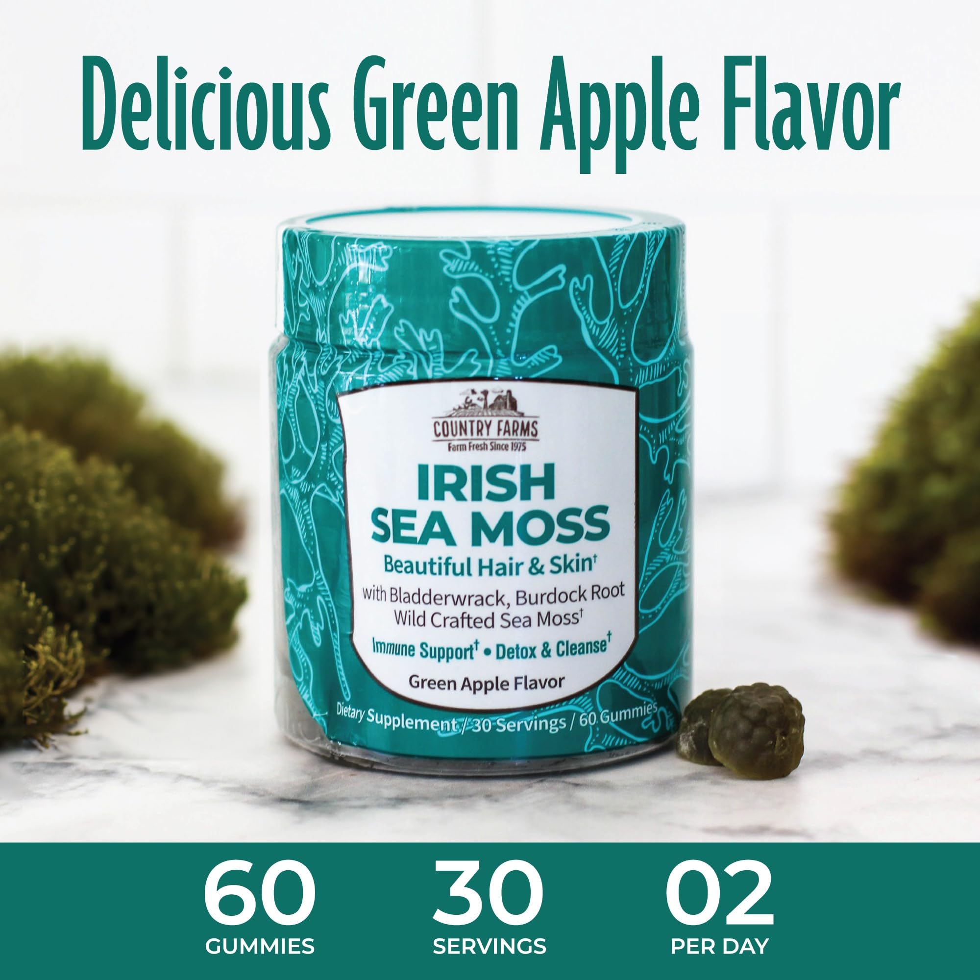 Country Farms Irish Sea Moss Gummies ready to serve— convenient daily wellness snack