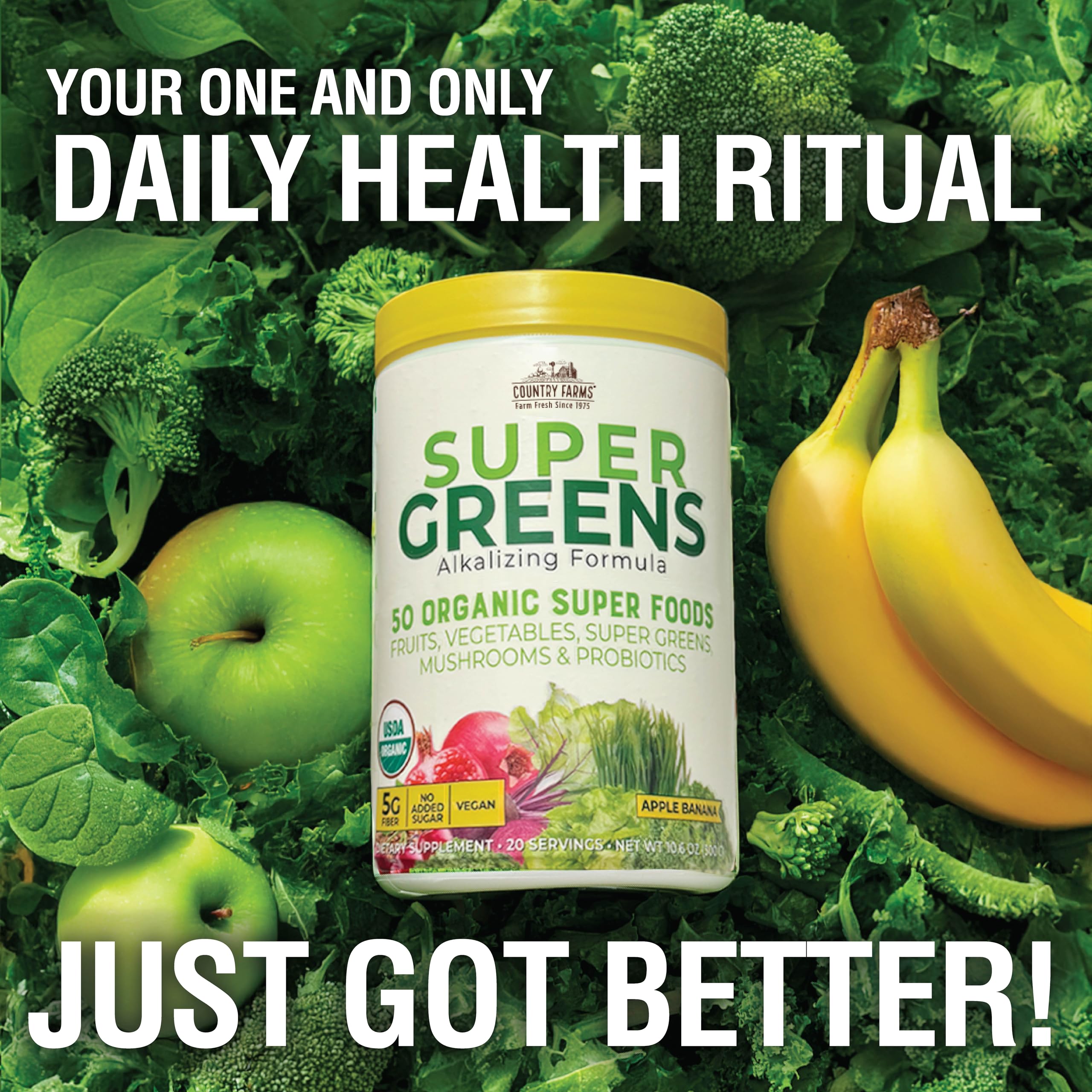 Country Farms probiotic-prebiotic blend supports digestive comfort in a shake