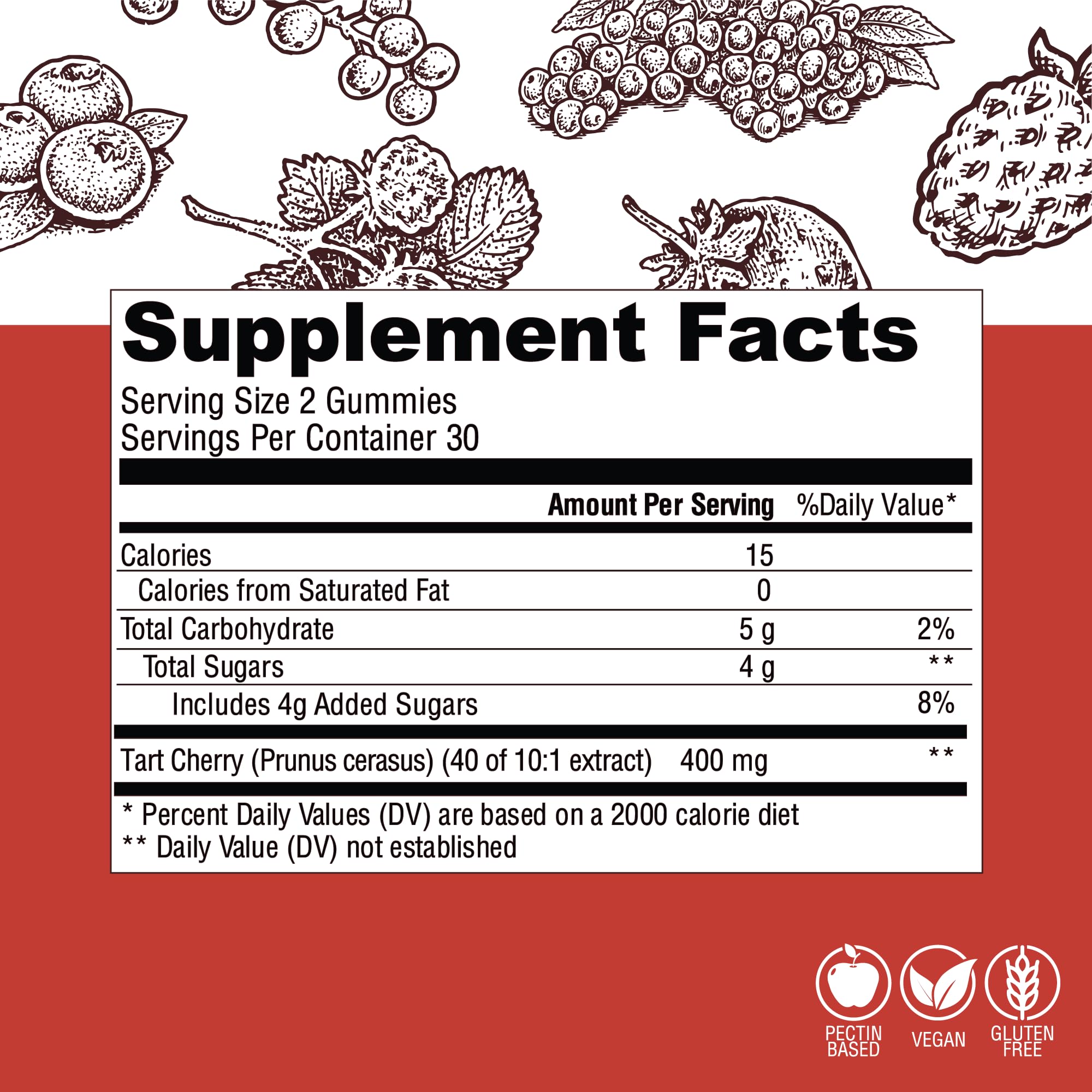 Country Farms Tart Cherry Gummies packaging features a 60-count bottle for daily metabolic support.