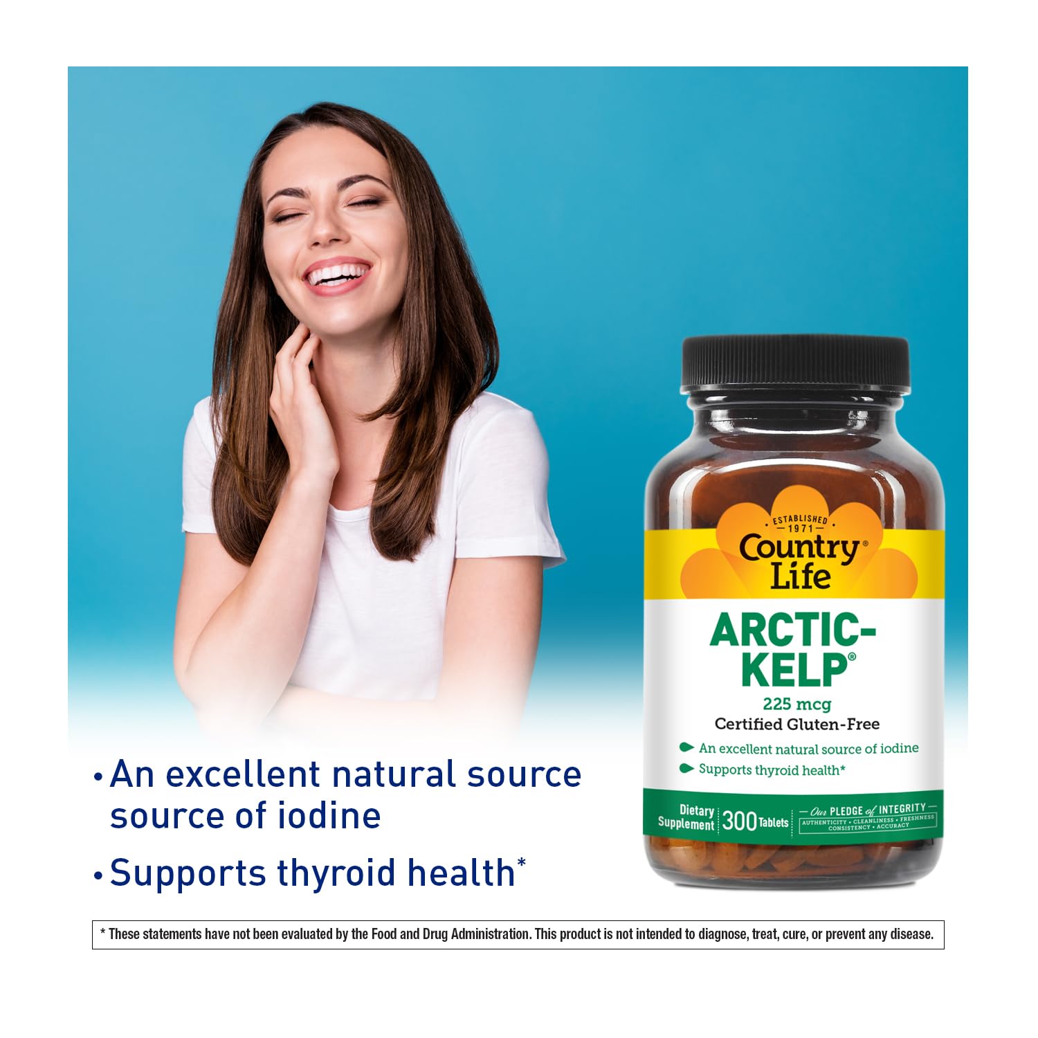 Country Life Arctic-Kelp seaweed visual emphasizing natural iodine source for thyroid health