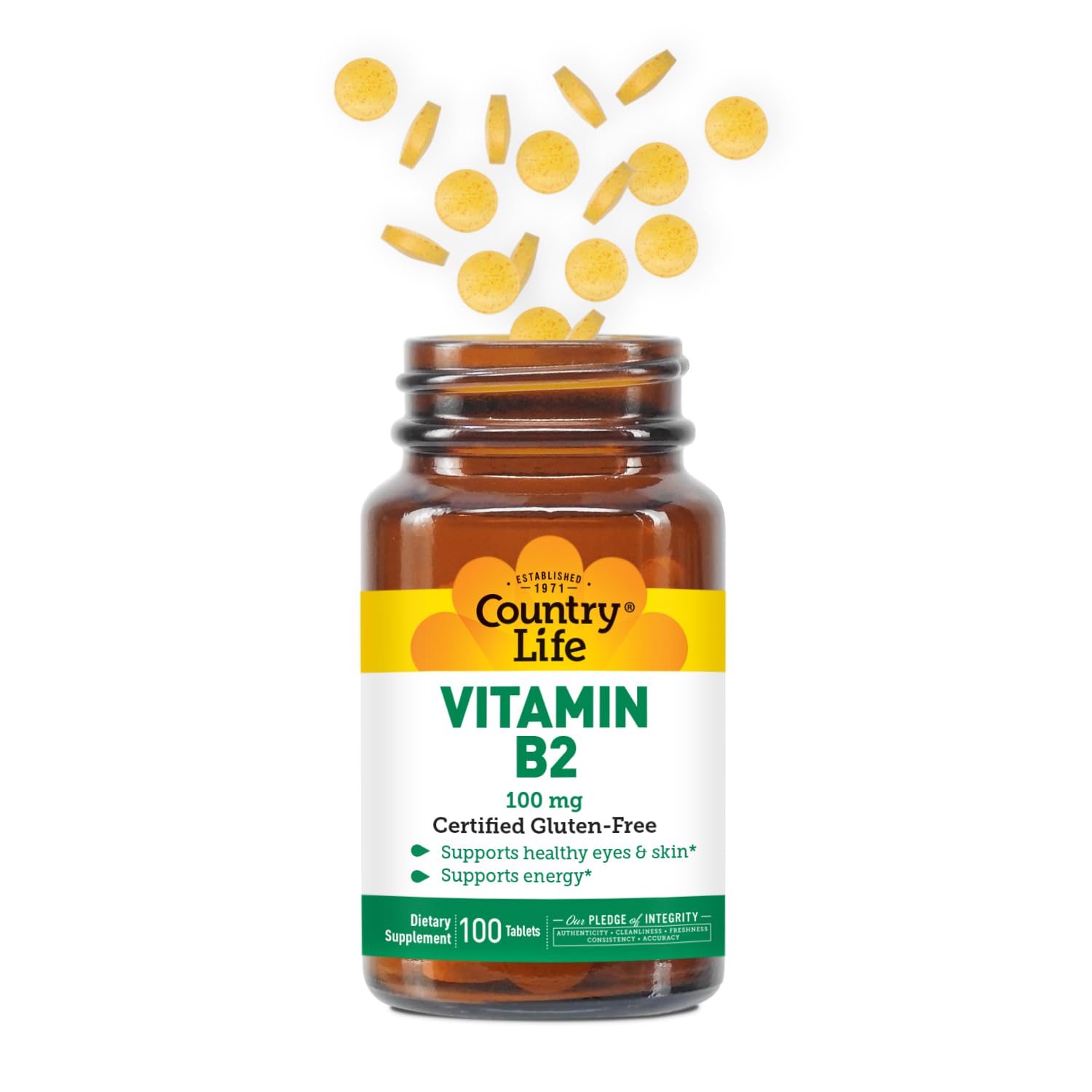Country Life Vitamin B2 quality seal confirms trusted integrity