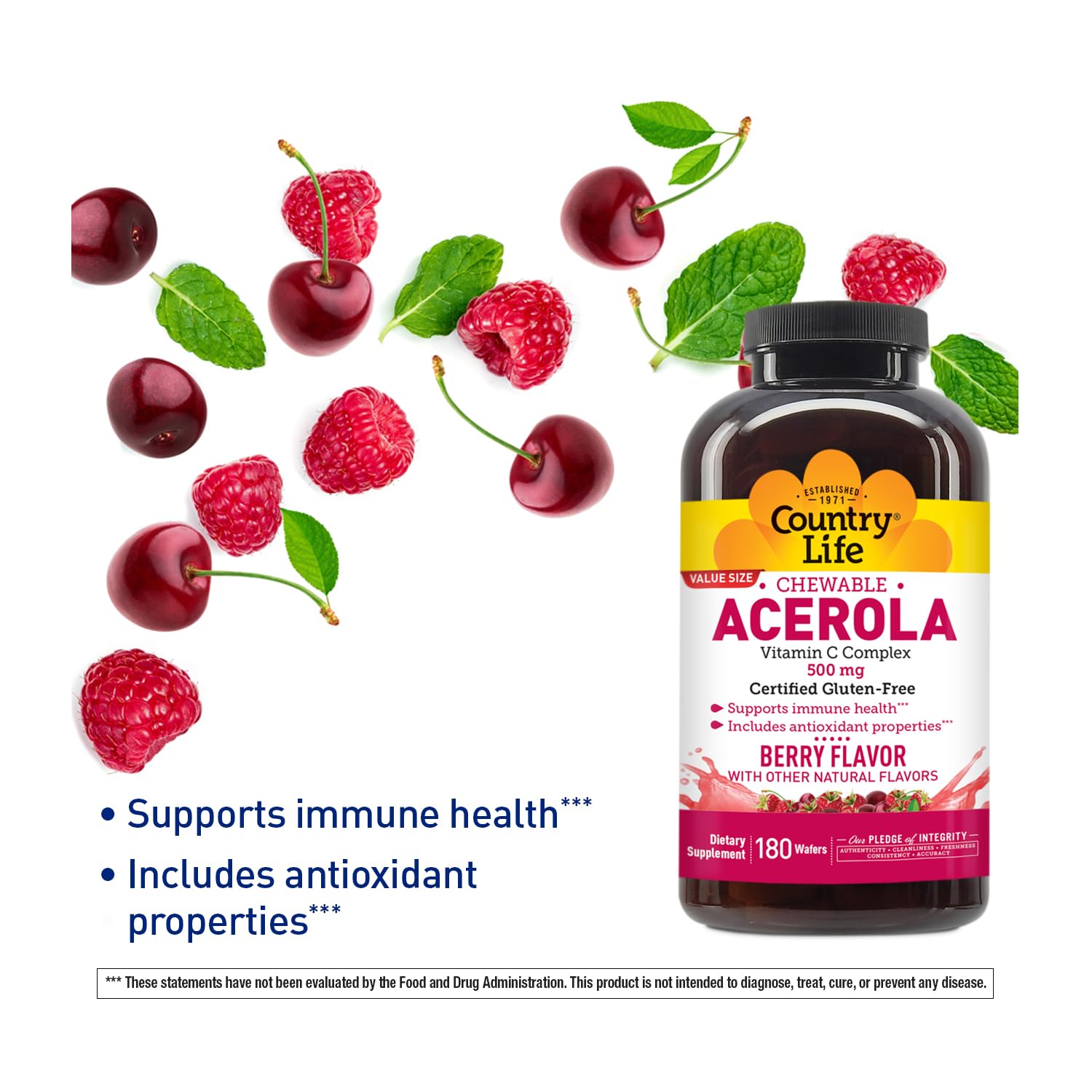 Country Life berry chewables wafers highlighting tasty vitamin C intake