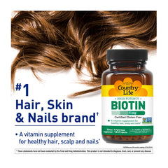 Cap of Country Life Biotin High Potency bottle ready for daily use.