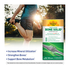Country Life Bone Solid ingredients label shows MCHA and vitamins for bone metabolism