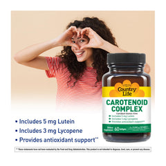 Country Life Carotenoid Complex softgels for easy daily use and swallowing.