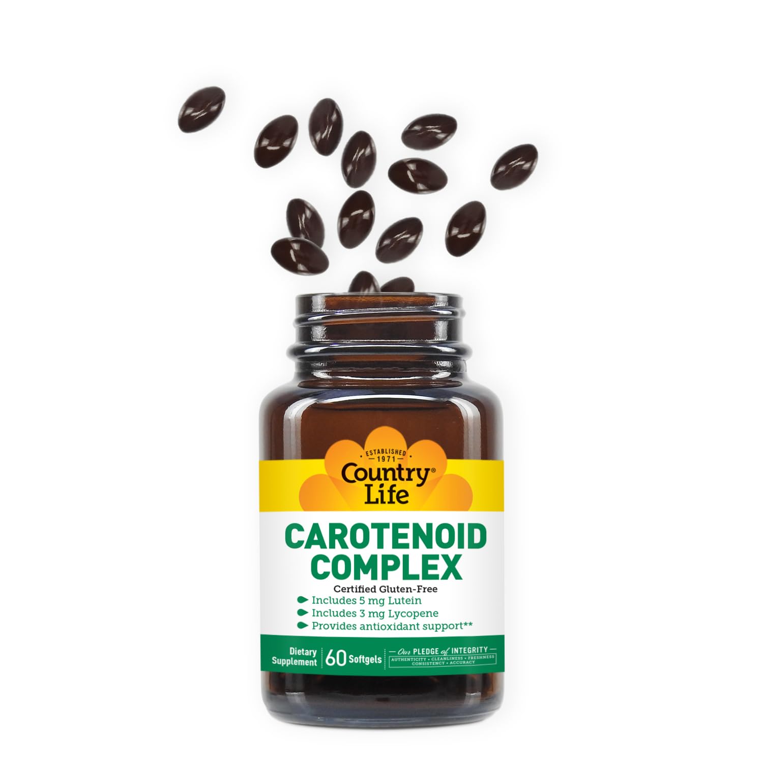 Country Life Carotenoid Complex vegetable blend 85mg with broccoli pumpkin and carrot seed.