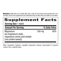 Country Life Chelated Magnesium 250mg capsules close-up, small and easy-to-swallow.