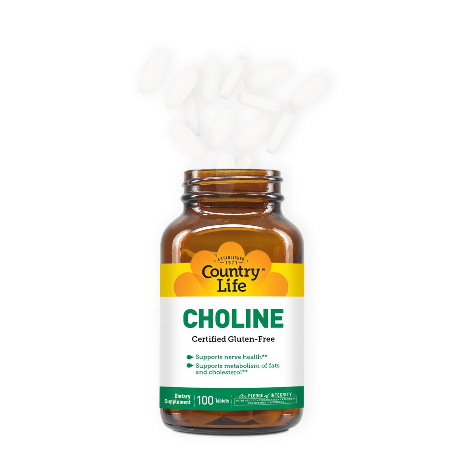 Country Life Choline 266mg tablets ready for daily routine.