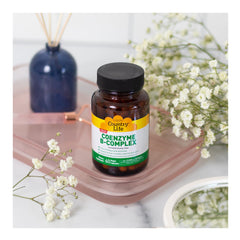 Country Life Coenzyme B-Complex label detail, featuring bioavailable vitamins and choline.
