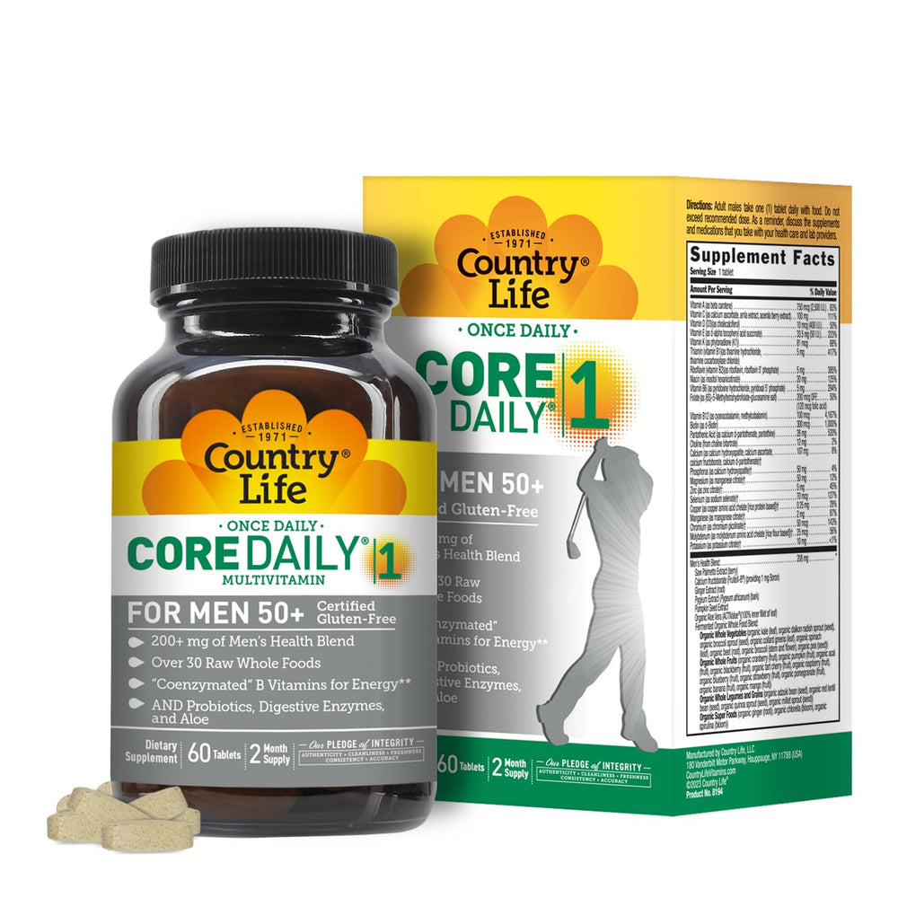 Country Life CORE Daily-1 Men 50+ bottle front view highlighting daily energy support
