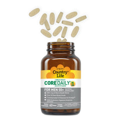 Country Life CORE Daily-1 Men 50+ bottle label closeup showing gluten-free certification