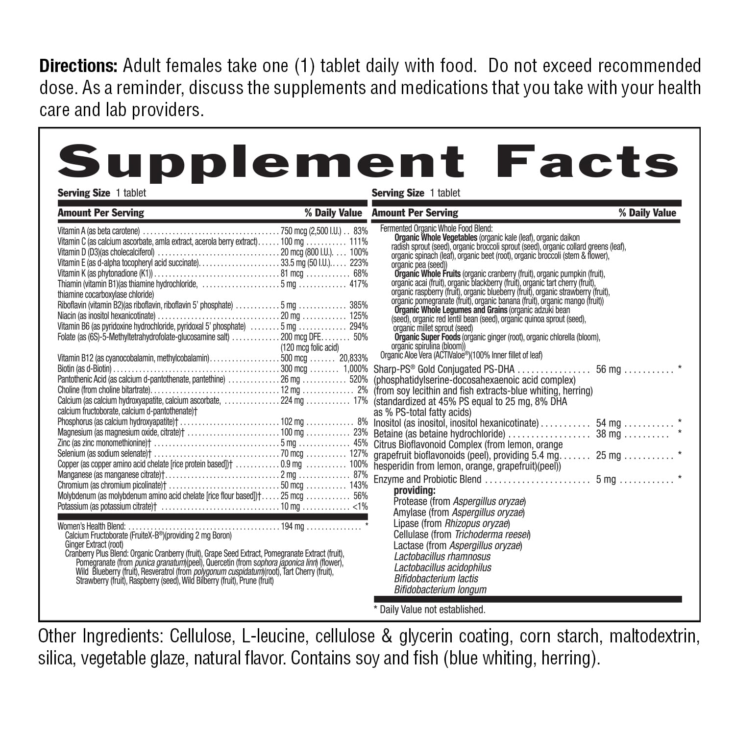 Country Life CORE Daily-1 ingredients list with whole foods and enzymes