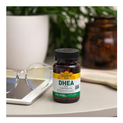 Country Life DHEA bottle in a calm wellness scene for daily routine
