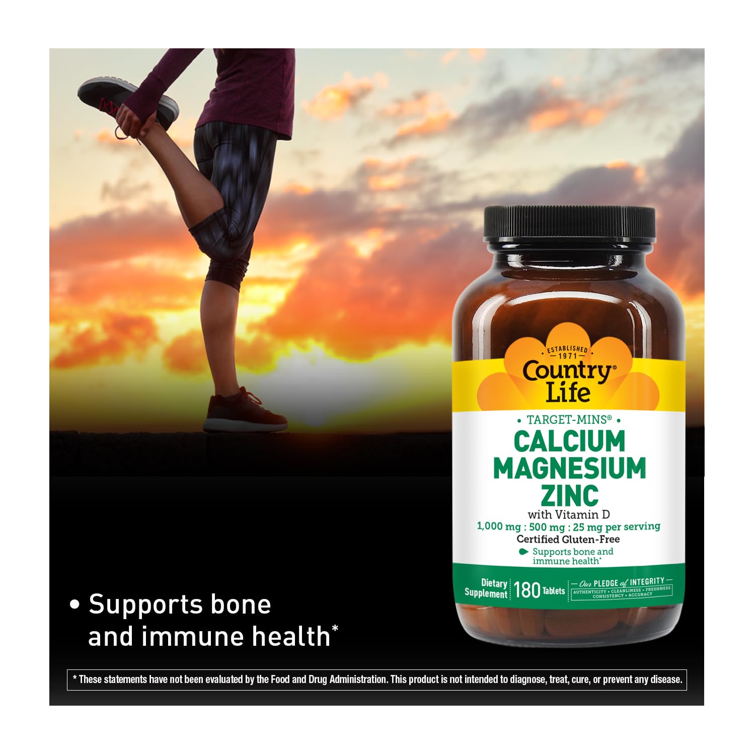 Country Life magnesium closeup emphasizing enzyme support and muscle function