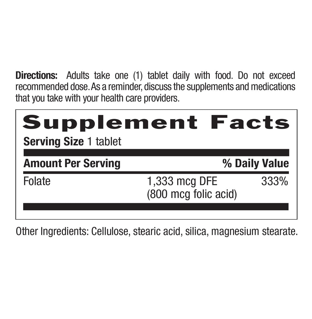 Country Life Folate 800 mcg tablets closeup showing compact daily use