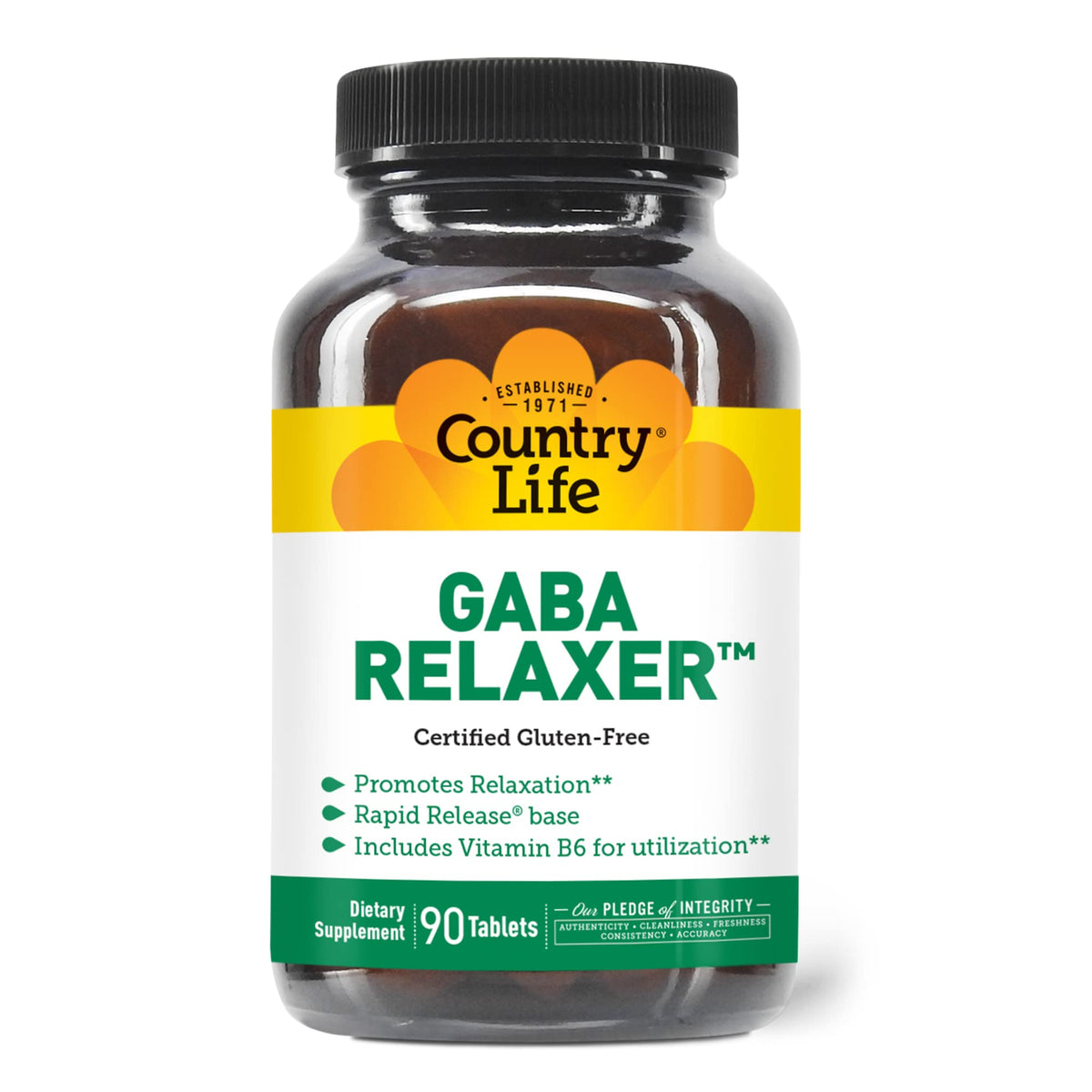 Country Life GABA Relaxer bottle front for calmer evenings and relaxed focus.