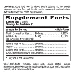 Country Life GABA Relaxer bottle label close-up highlighting calming ingredients for sleep support.