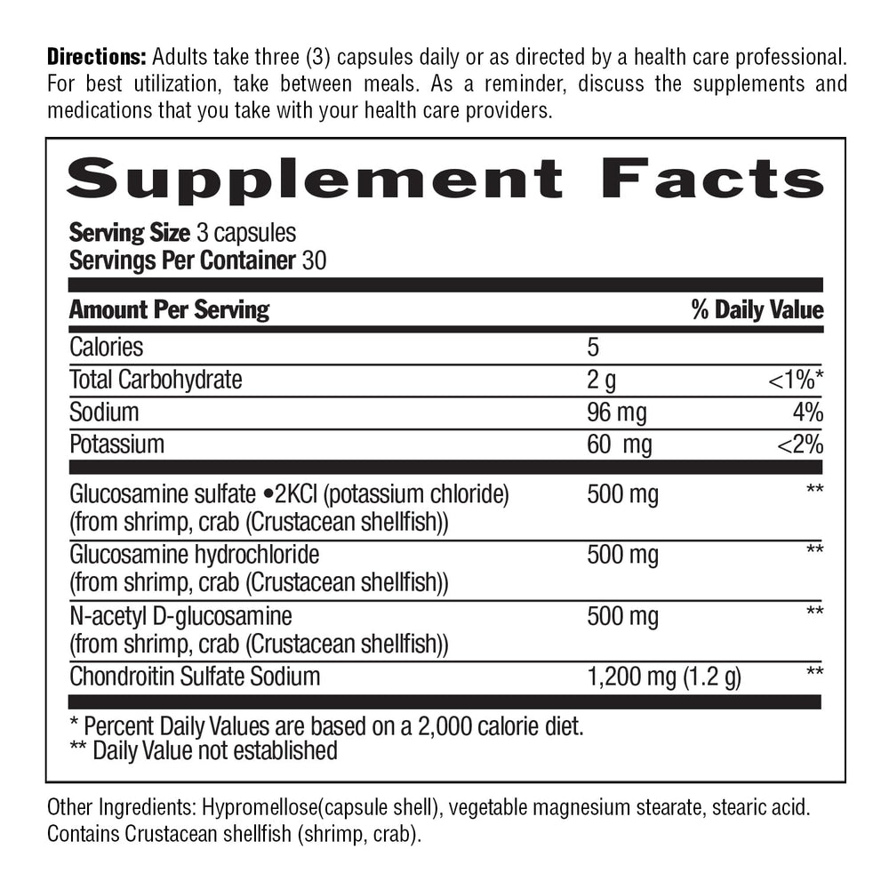 Country Life Glucosamine Chondroitin hands pouring capsules suggests simple daily use.