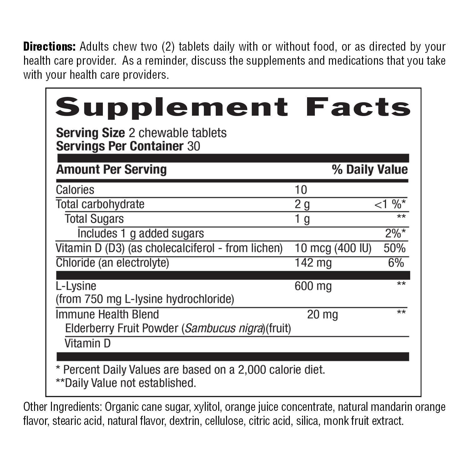 Country Life lysine offers pleasant elderberry flavor for daily use.
