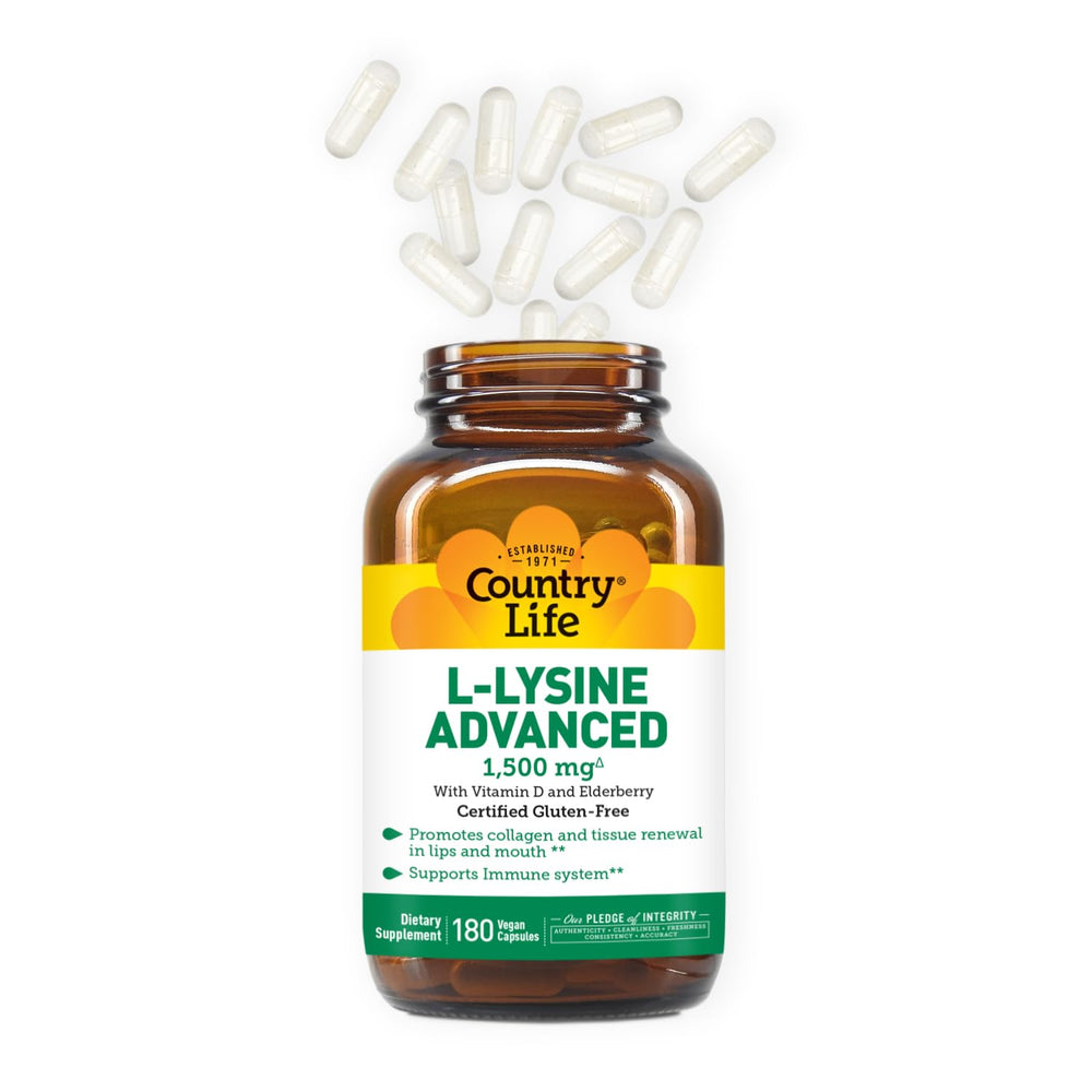 Country Life lysine with vitamin D and elderberry for immune support.