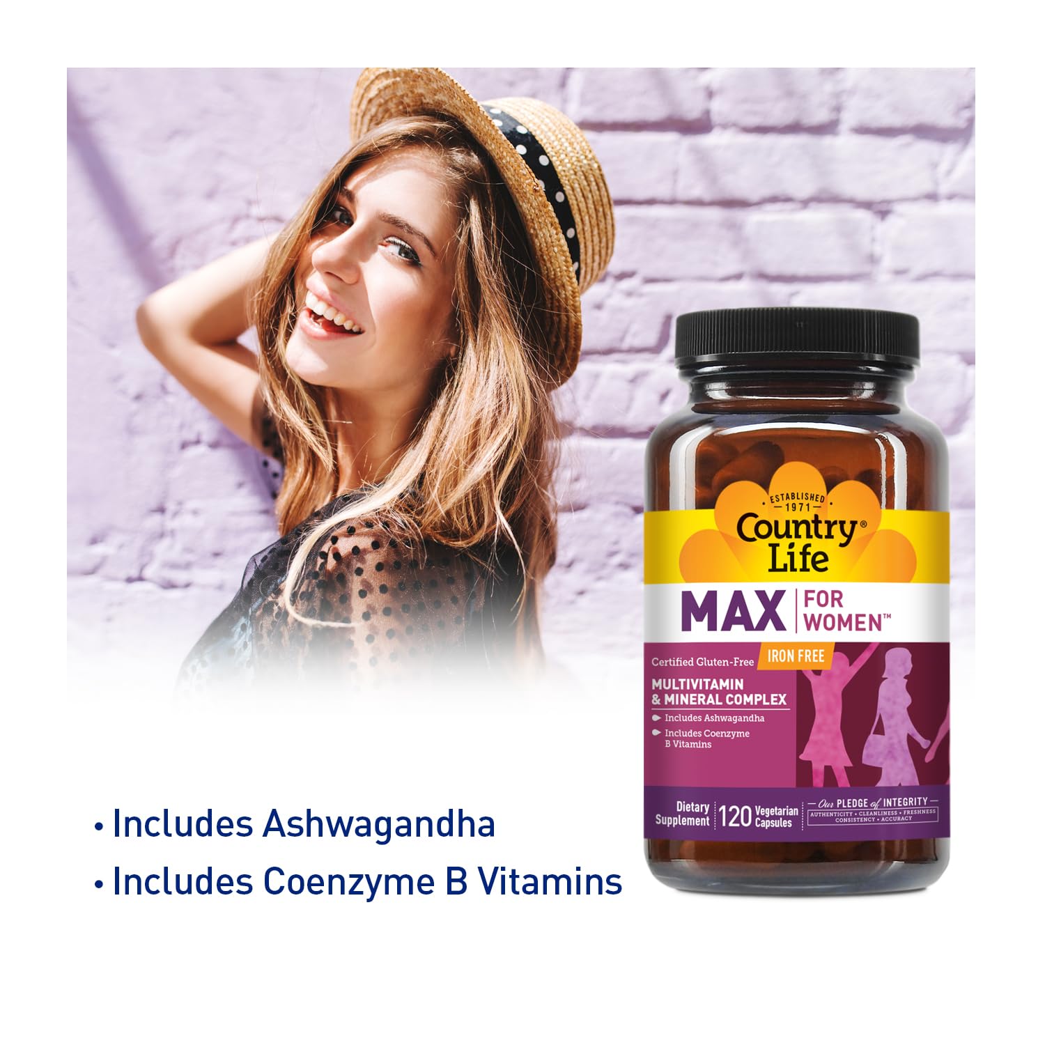 Country Life Max for Women capsules close-up, vegan formula for everyday nutritional support