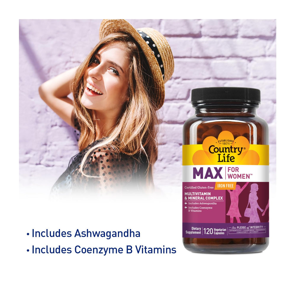 Country Life Max for Women capsules close-up, vegan formula for everyday nutritional support
